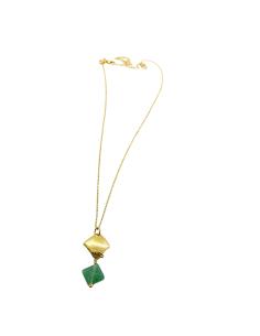 collier artisanal en argent plaqué or vermeil avec véritable pierre fine d'aventurine collection LOLA de chez Just'in Jewels