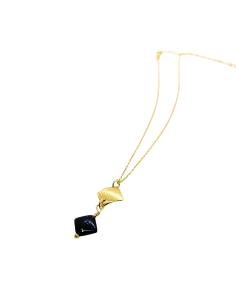 collier artisanal en argent plaqué or vermeil collection lola avec agate noire création Just'in Jewels