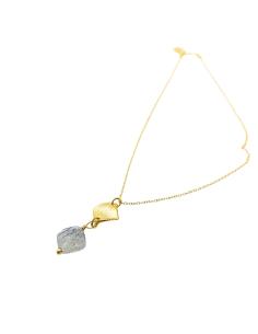 collier artisanal argent vermeil avec pierre fine de quartz gris collection Lola de Just'in Jewels