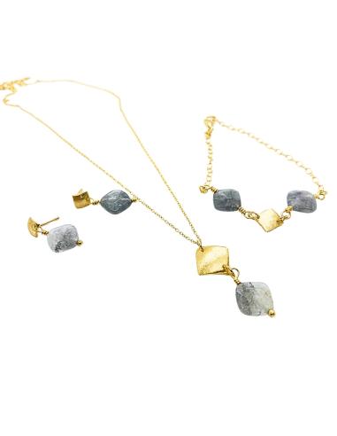 Collier artisanal argent vermeil quartz gris LOLA