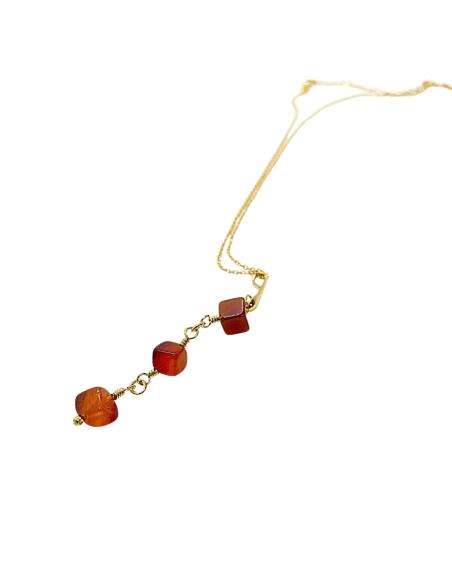 collier argent plaqué or vermeil avec véritable pierres fines de cornaline collection flo de chez Just'in jewels