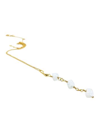collier artisanal argent plaqué or vermeil avec pierre naturelles de cristal craquelé collection flo de chez just'in jewels