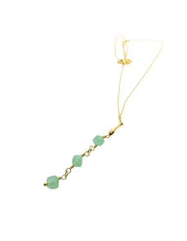 collier artisanal argent plaqué or vermeil avec pierres naturelles d'aventurine collection flo de chez just'in jewels