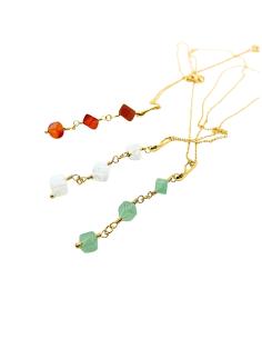 collier argent plaqué or vermeil avec véritable pierres fines de cornaline collection flo de chez Just'in jewels 2