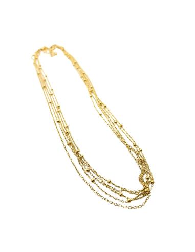 collier argent plaqué or vermeil 5 chaines dont 3 avec perles d'argent collection loulou de Just'In jewels