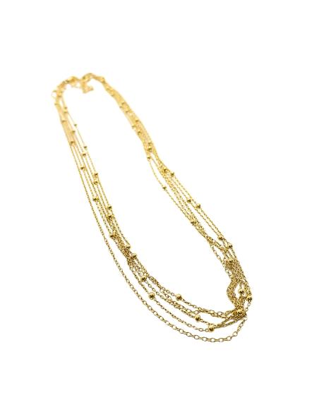 collier argent plaqué or vermeil 5 chaines dont 3 avec perles d'argent collection loulou de Just'In jewels