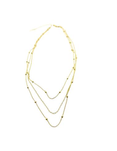 collier argent plaqué or vermeil avec 3 chaines dont 2 avec boules argent collection loulou de chez just'in jewels