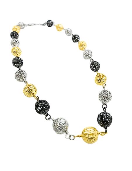 collier artisanal argent tricolore collection louise de Just'in jewels