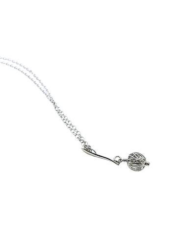 collier artisanal argent rhodié antiallergique avec perle filigranes Louise