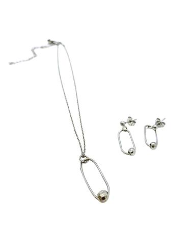 Collier artisanal argent rhodié ovale...