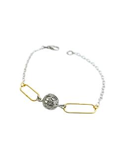 bracelet argent bicolore rhodié vermeil avec 1 perle louise création Just'In Jewels