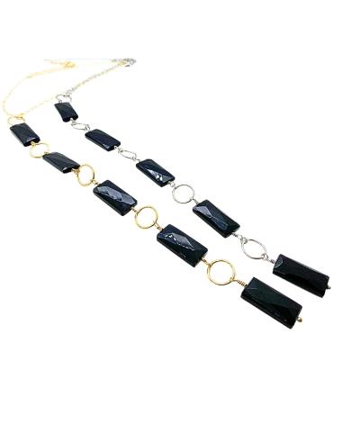 Collier artisanal argent  vermeil cravate agate...