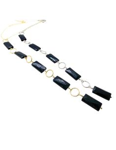 collier cravate artisanal pour femme argent rhodié et agate noire création just'in jewels 2