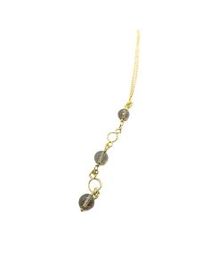 collier artisanal argent plaqué or vermeil avec perles lisses de quartz fumé collection charlotte de chez Just'inJewels