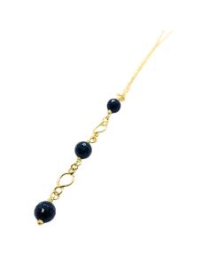 collier artisanal argent plaqué or vermeil avec pierres fines d'agate noires collection charlotte de chez Just'in jewels