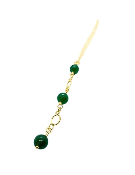 collier artisanal argent plaqué or vermeil avec pierres d'agates vertes collection charlotte de chez Just'In Jewels