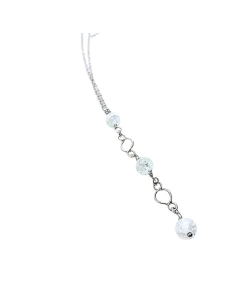 collier pour femme argent rhodié avec véritable cristal de roche collection Charlotte de chez Just'In Jewels