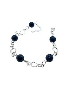 bracelet argent rhodié antiallergique collection Charlotte avec agates noires facettées création Just'In Jewels