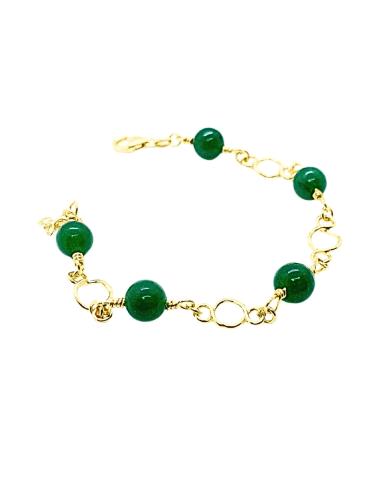 bracelet argent plaqué or vermeil avec agates vertes collection charlotte création Just'in jewels
