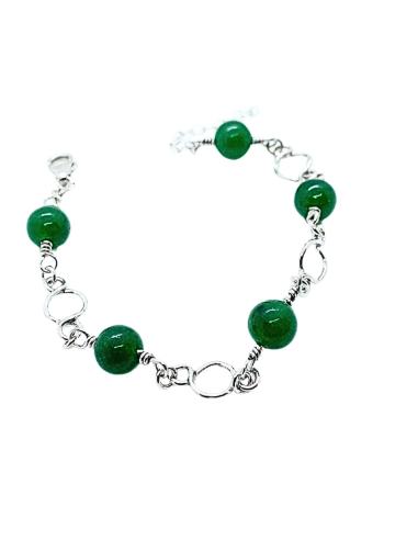 bracelet argent rhodié antiallergique avec agate verte collection Charlotte de Just'In Jewels