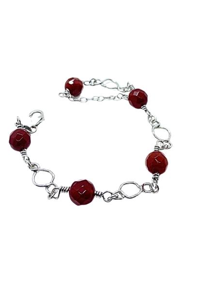 bracelet argent rhodié antiallergique avec perles facettées de cornaline collection Charlotte de Just'In Jewels