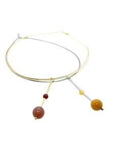 collier artisanal argent plaqué or pour femme avec véritables jade orange création Just'In Jewels 2
