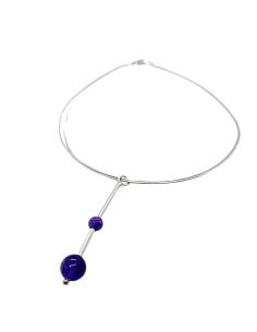 collier artisanal argent rhodié antiallergique avec véritable améthyste collier pour femme créé par Just'In Jewels