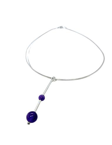 collier artisanal argent rhodié antiallergique avec véritable améthyste collier pour femme créé par Just'In Jewels