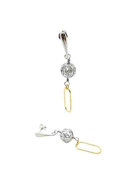 boucles d'oreilles pour femme argent bicolore collection Louise bijoux artisanaux de chez Just'in jewels
