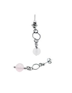 boucle d'oreille argent rhodié antiallergique pour femme modèle louise quartz rose de chez Just'In Jewels
