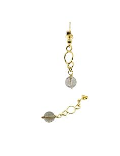 boucle d'oreille argent plaqué or vermeil charlotte avec quartz fumé
