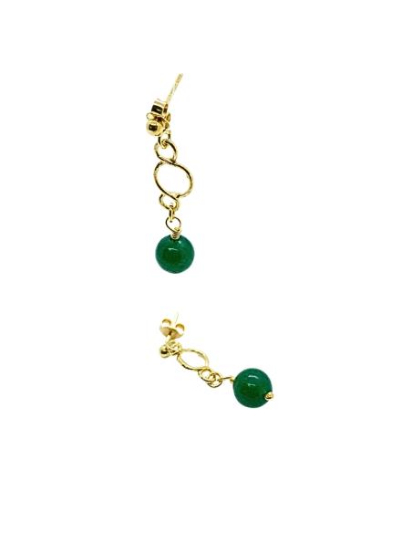 boucle d'oreille argent plaqué or vermeil collection Charlotte de chez Just'in jewel avec agate verte