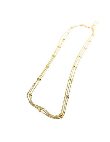 collier argent plaqué or vermeil avec 3 chaines dont 2 avec boules argent collection loulou de chez just'in jewels