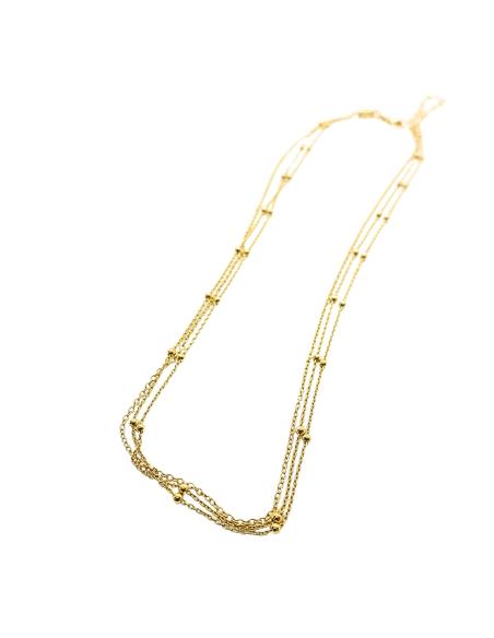 collier argent plaqué or vermeil avec 3 chaines dont 2 avec boules argent collection loulou de chez just'in jewels