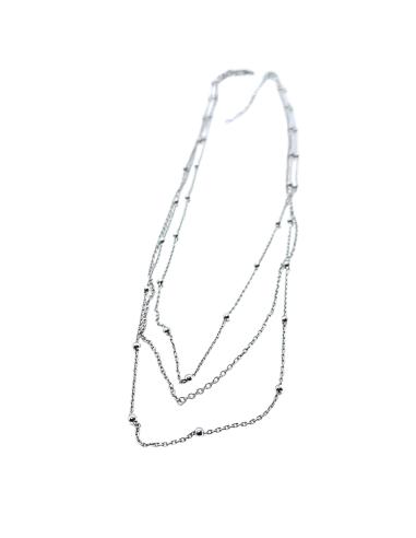 collier artisanal pour femme argent rhodié antiallergique triple chaine collection loulou de chez just'in jewels