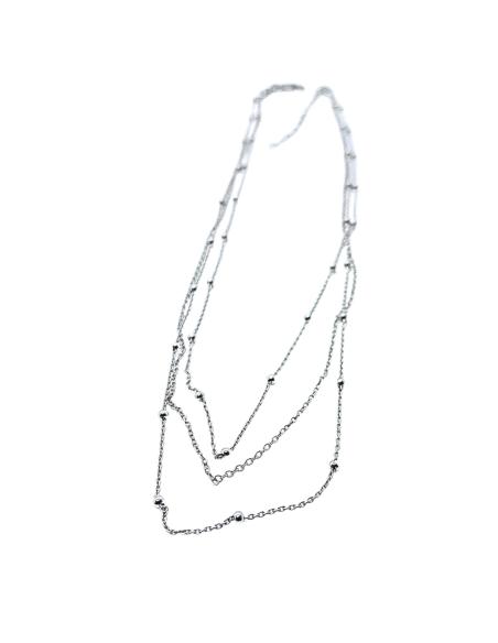 collier artisanal pour femme argent rhodié antiallergique triple chaine collection loulou de chez just'in jewels