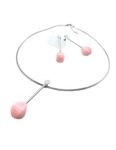 boucle oreille argent rhodié antiallergique pour femme pierres fines naturelles d'opale rose création artisanale Just'in jewels 2