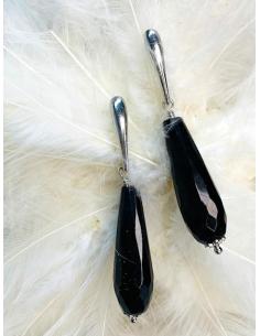 boucle d'oreille goute agate noire facetté collection Manon by Just'In Jewels 2