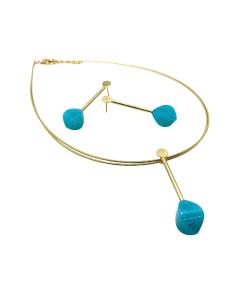 boucle d'oreille artisanale argent plaqué or vermeil avec pierres fines d'amazonite création just'in jewels 2