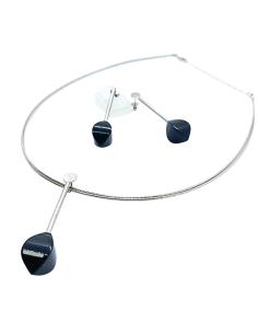 collier artisanal pour femme en argent rhodié avec véritable onyx création just'in jewels 2