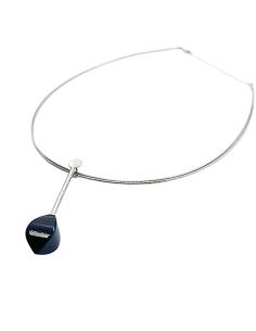 collier artisanal pour femme en argent rhodié avec véritable onyx création just'in jewels