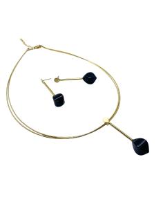 collier artisanal argent vermeil avec véritable pierre fine d'onyx.création just'in jewels 2