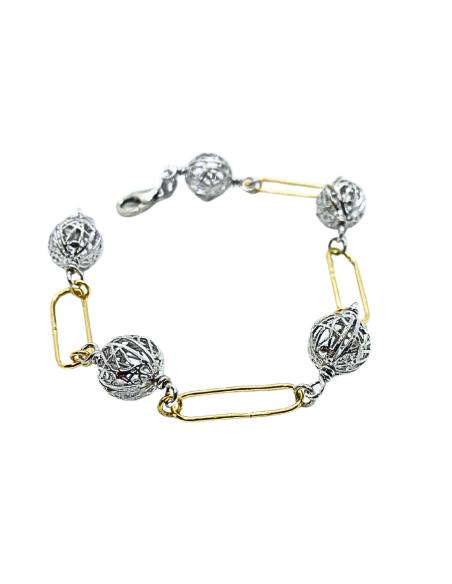 Bracelet argent bicolore rhodié et vermeil collection louise création just'in jewels