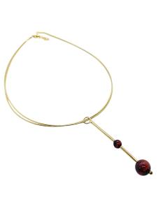 double collier omega argent vermeil avec perles naturelles d'oeil de taureau création artisanale Just'in jewels