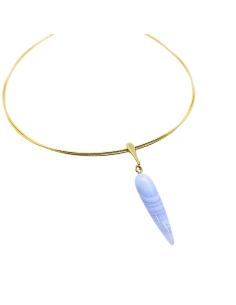 collier artisanal argent plaqué or vermeil avec pendule de calcédoine