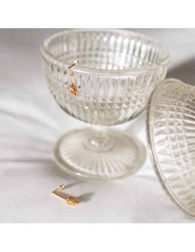 Boucle d'oreille tige et perle diamantée vermeil
