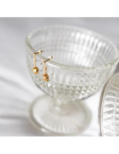 Boucle d'oreille tige et perle diamantée vermeil