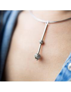 collier tour de cou en argent rhodié antiallergique pour femme avec perles diamantées création fait main par Just'In Jewels