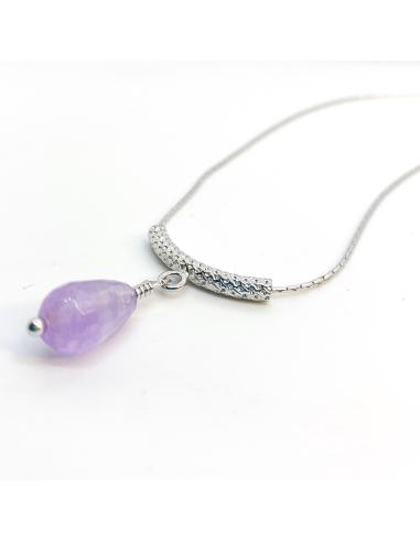 Collier artisanal femme argent rhodié arc avec...