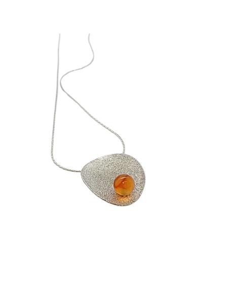 Collier artisanal argent rhodié nickelfree avec cornaline collection Ondine de chez JUST'IN JEWELS artisan certifié